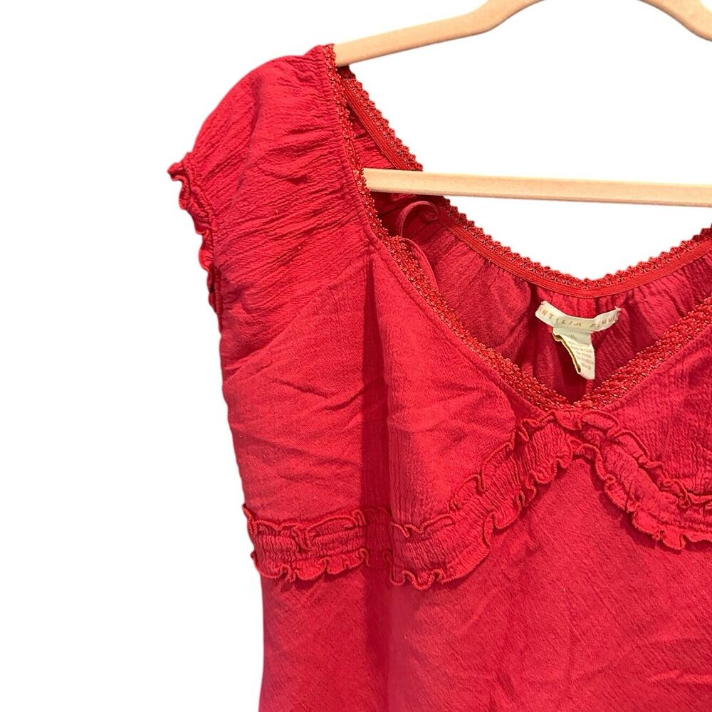 Y2K Vintage Antilia Femme Red Boho Cotton Babydoll Fairy Sleeveless Top XL - Picture 4 of 9